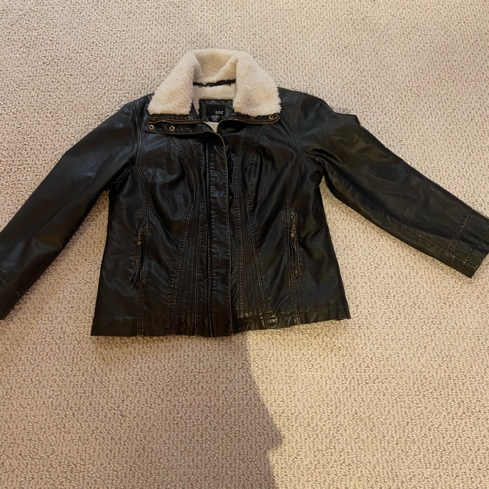 Ana brand faux leather fluffy lined  coat jacket